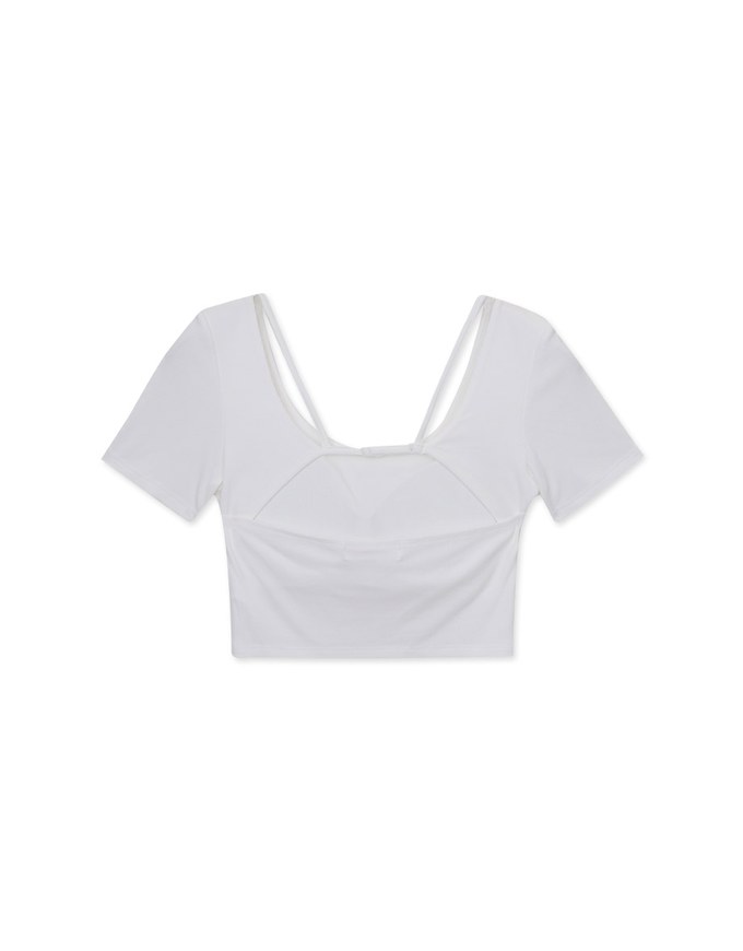 U Neck Low Back Padded Ribbed Top