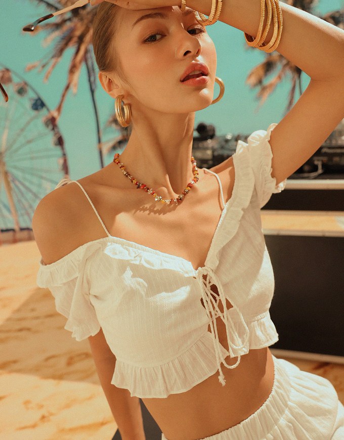 Tassel Straps Hollow Lace Vest Top