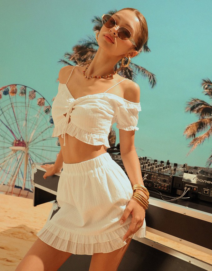 Tassel Straps Hollow Lace Vest Top