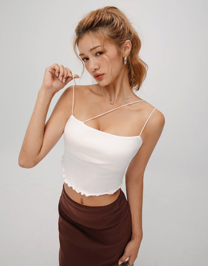 Ruffled Asymmetrical Padded Cami Top