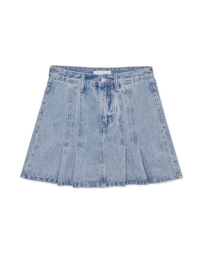Vintage Pleated Jeans Denim Skirts