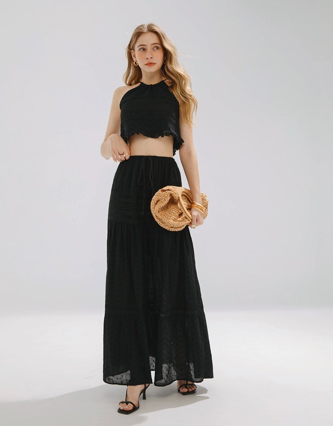 Romantic Lace Drawstring Long Skirt