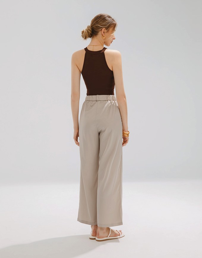 Simple Plain High Waisted Pants Culottes