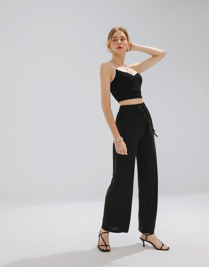 Comfortable Drape Drawstring High Waisted Pants Culottes