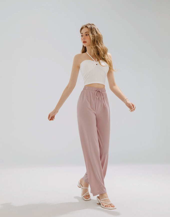 Comfortable Drape Drawstring High Waisted Pants Culottes