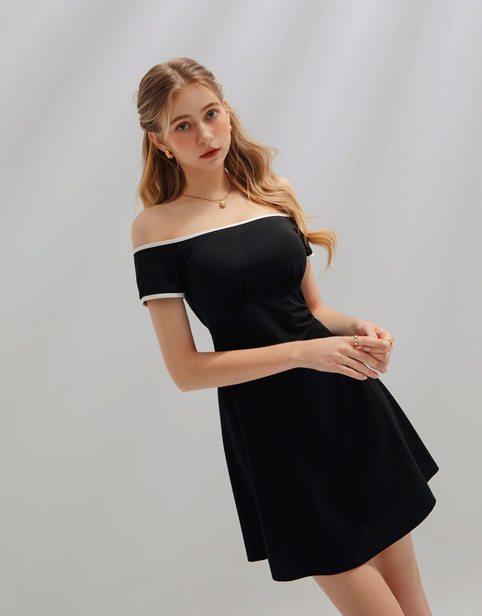 Contrast Tube Scrunch Padded Mini Dress