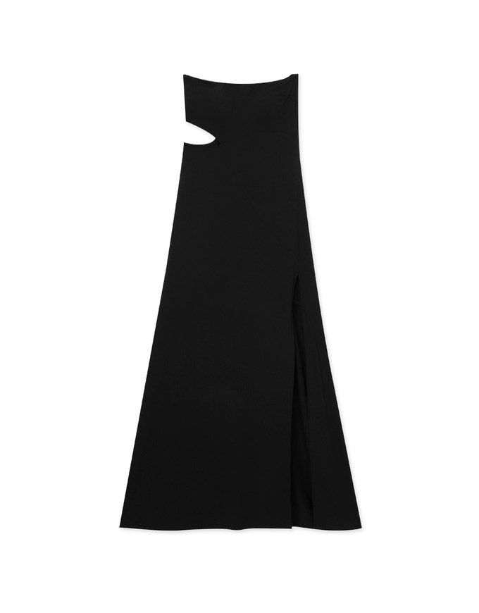 Modal Hollow Slit Tube Padded Maxi Dress