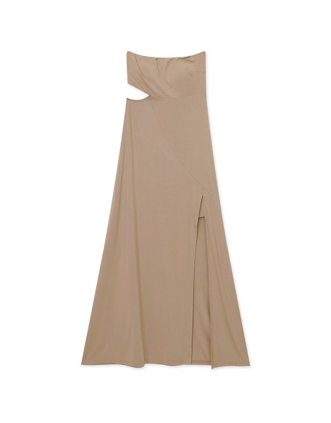 Modal Hollow Slit Tube Padded Maxi Dress