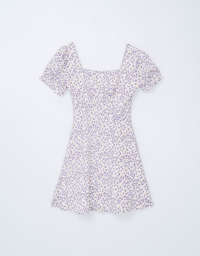 French Floral Tie Mini Dress