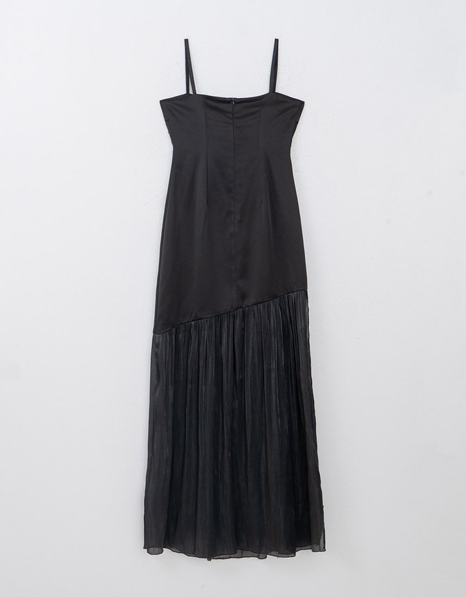 Glossy Satin Splice Cami Padded Maxi Dress