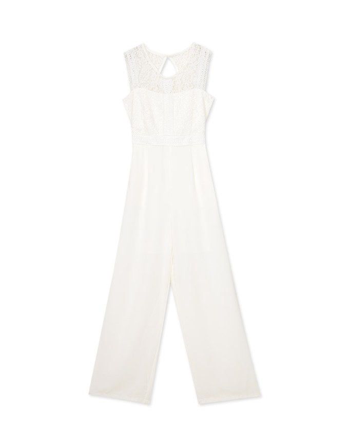 Sheer Embroidered Lace Jumpsuit