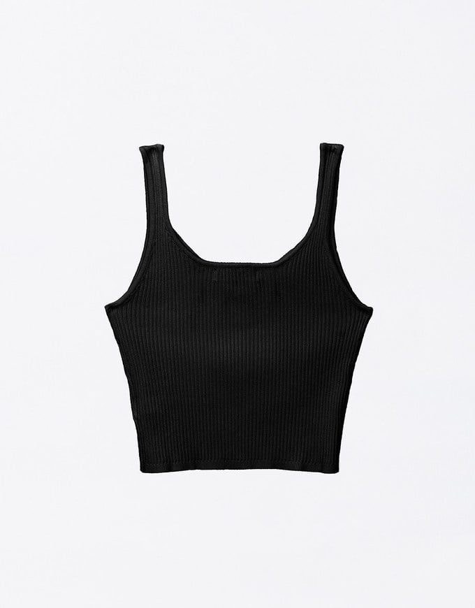 Basic V Neck Cropped Knitted Tank Top