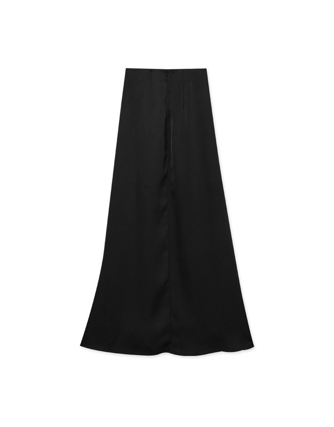 Soft Matte Satin Umbrella Hem Long Skirt