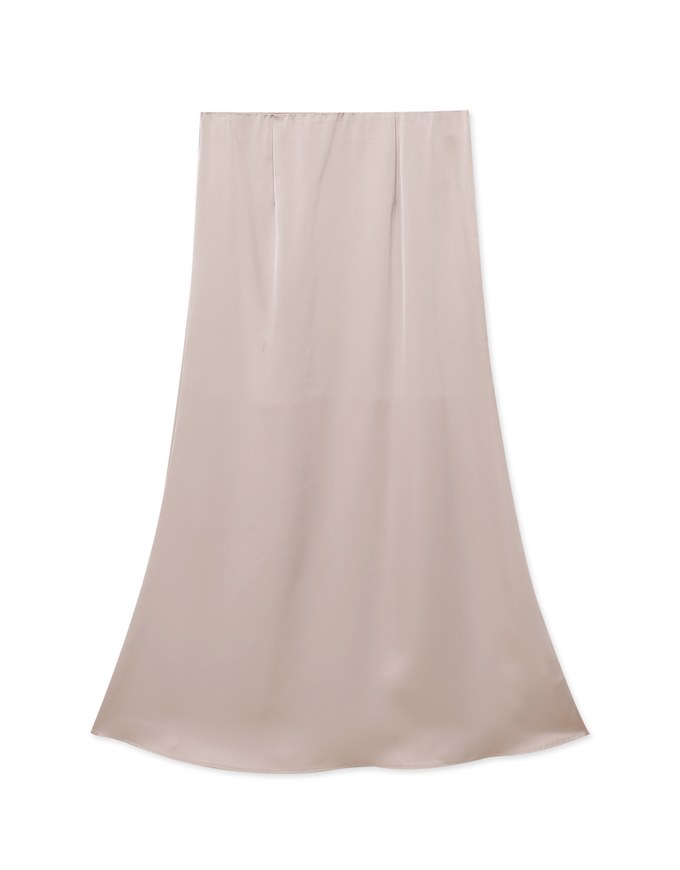 Soft Matte Satin Umbrella Hem Long Skirt