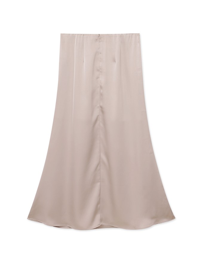 Soft Matte Satin Umbrella Hem Long Skirt