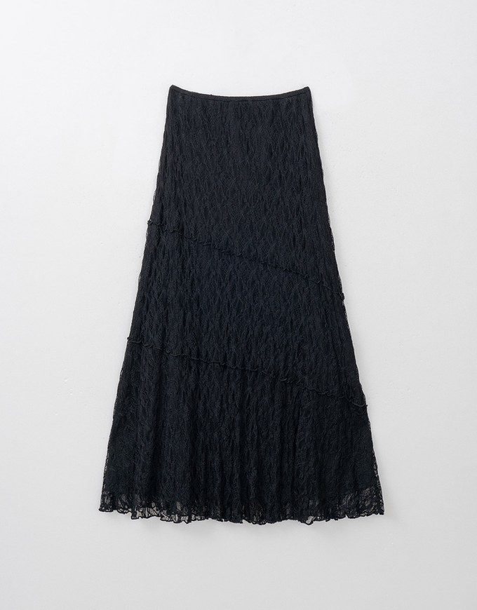 Elegant Sheer Asymmetrical Lace Maxi Skirt