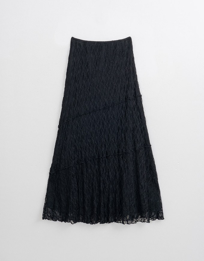 Elegant Sheer Asymmetrical Lace Maxi Skirt