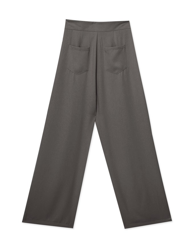 Sleek Hidden Placket Pleated High Waisted Wide Pants Culottes