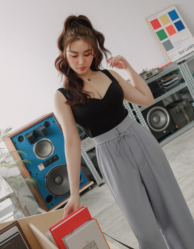 Cooling Skinny Suit High Waisted Wide Pants Culottes