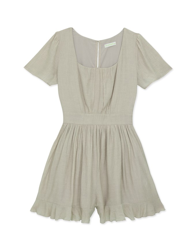 Textured Ruffled Short Sleeve Jumpsuit