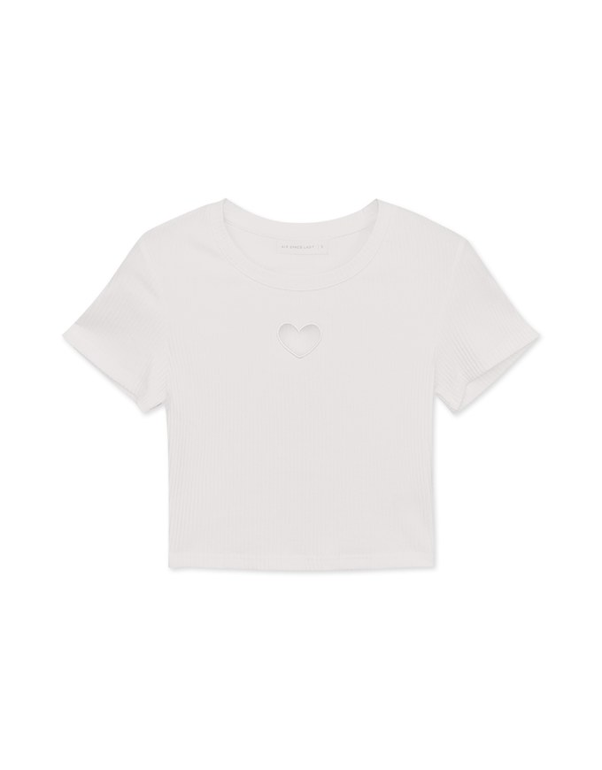 Front Hollw Heart Shape Round Neck Top