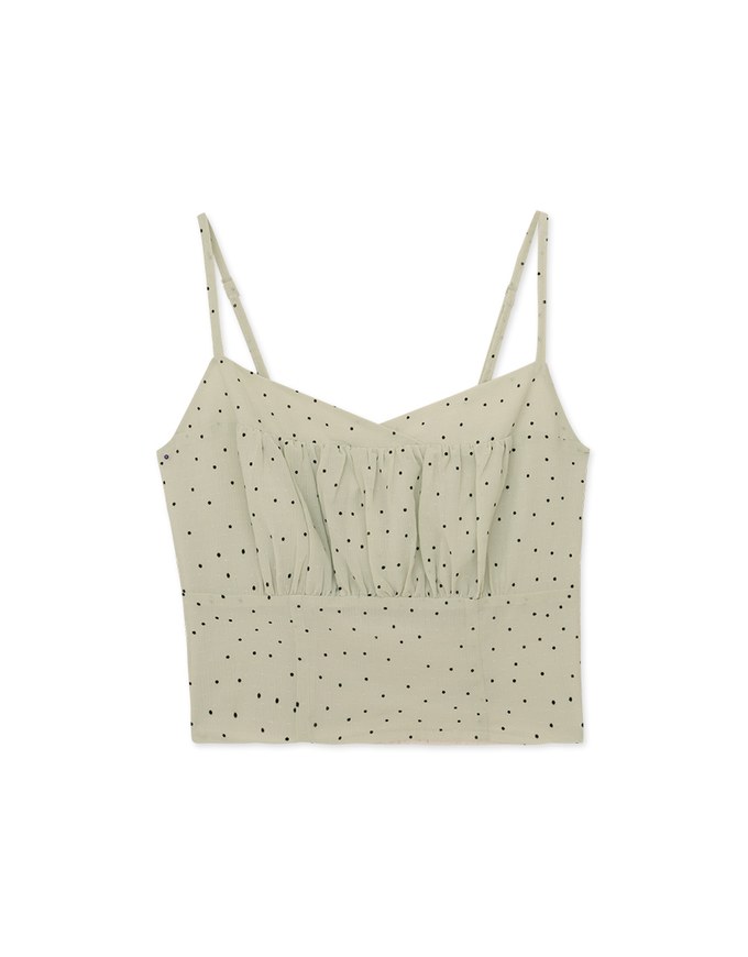 Polka Dot Ruched Spaghetti Strap Cami Top