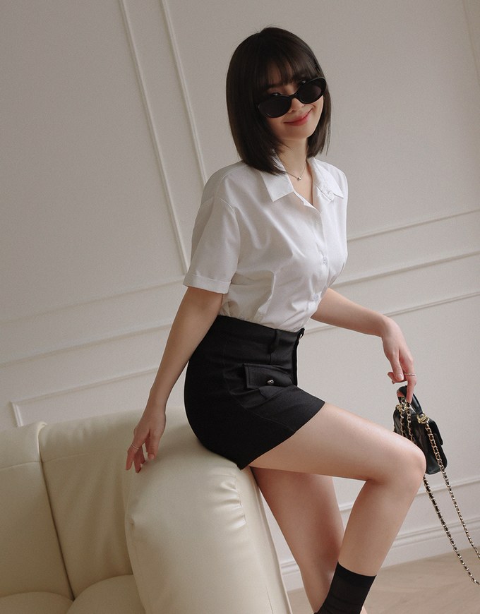 2 Way Essential Slim Fit Short Sleeve Blouse