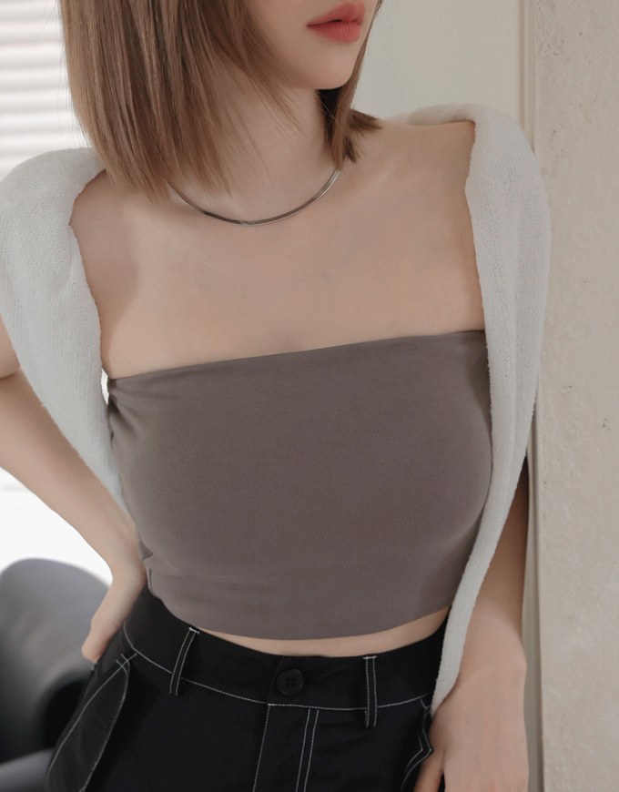 Solid Color Padded Tube Bra Top