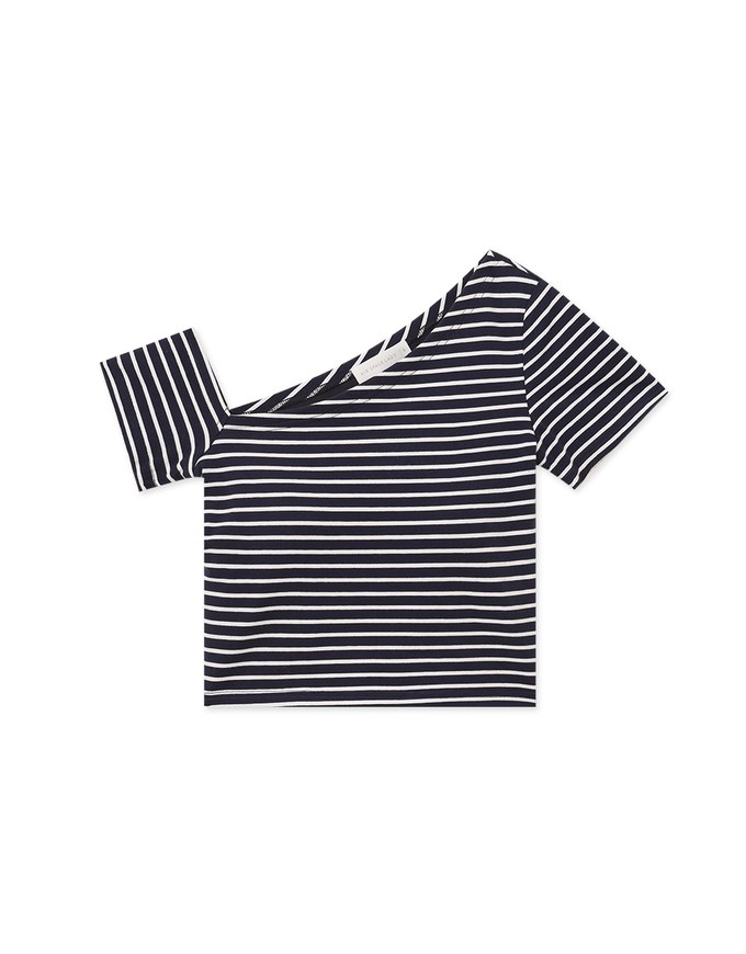 Striped Off Shoulder Padded Crop Top