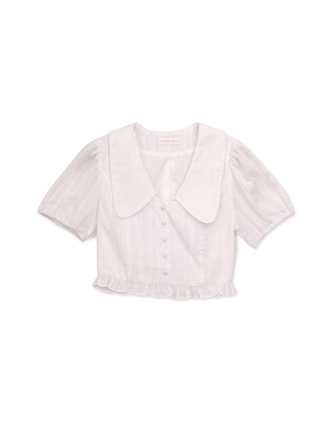 Wide Collar Sweet Puff Sleeve Top