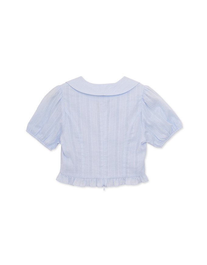 Wide Collar Sweet Puff Sleeve Top