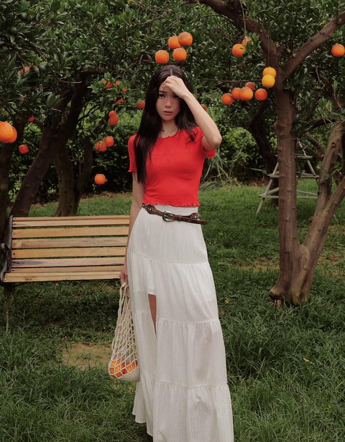 Slightly Sheer Ruffled Short Sleeve Top