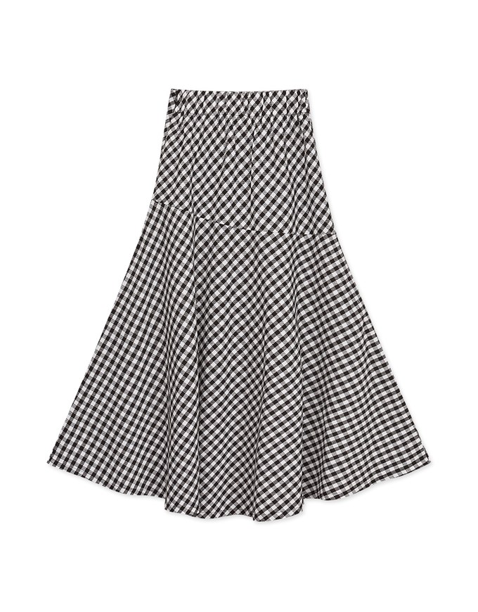 Embossed Front Slit Long Skirt