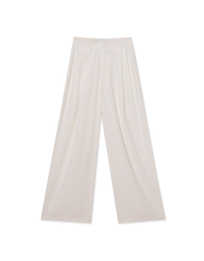 Sleek Hidden Placket Pleated High Waisted Wide Pants Culottes