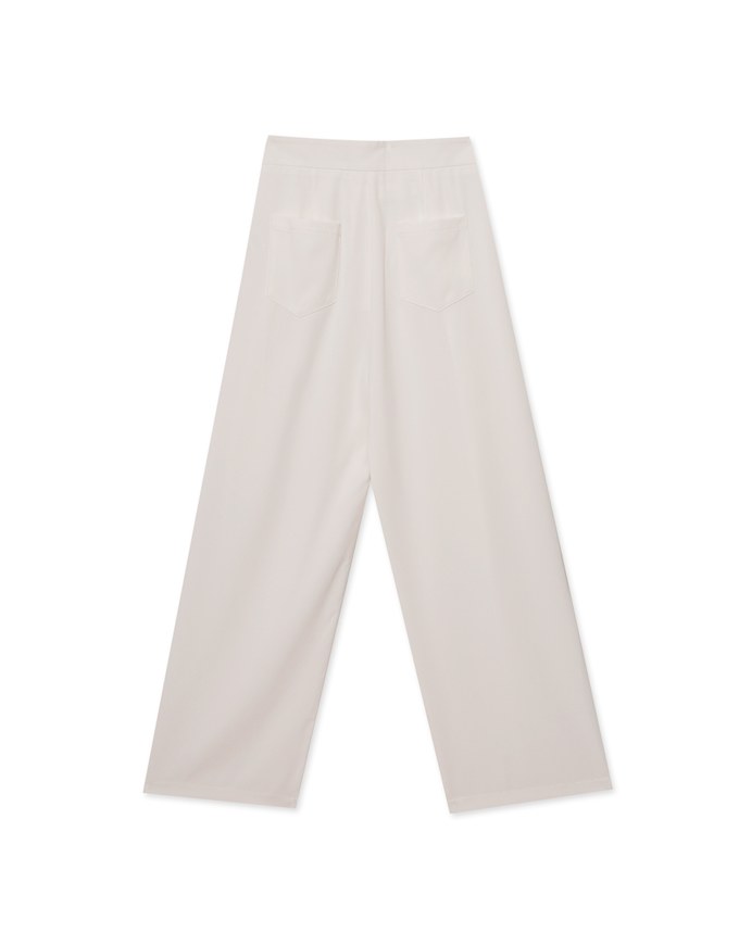 Sleek Hidden Placket Pleated High Waisted Wide Pants Culottes