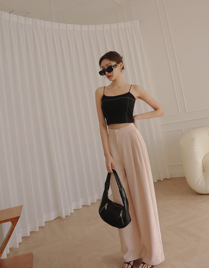 Sleek Hidden Placket Pleated High Waisted Wide Pants Culottes