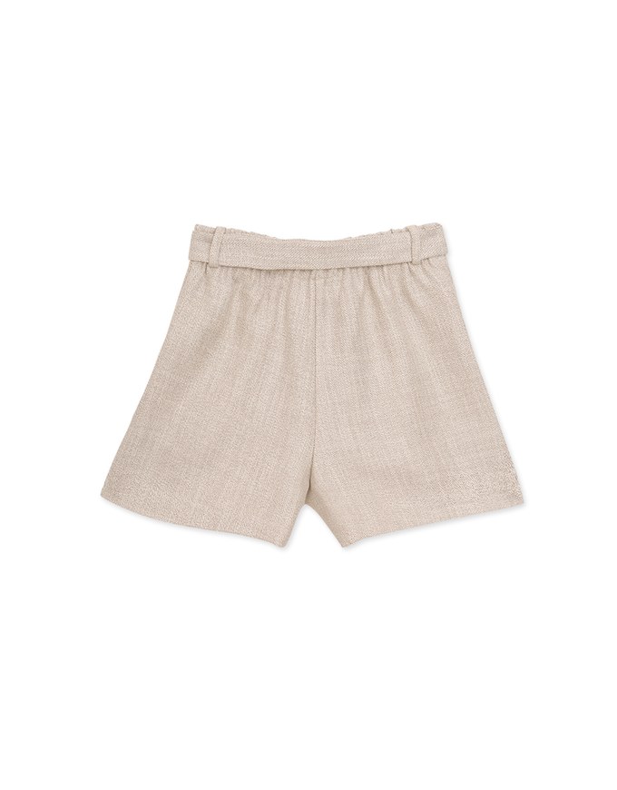 Textured Pleated Shorts (With Belt)