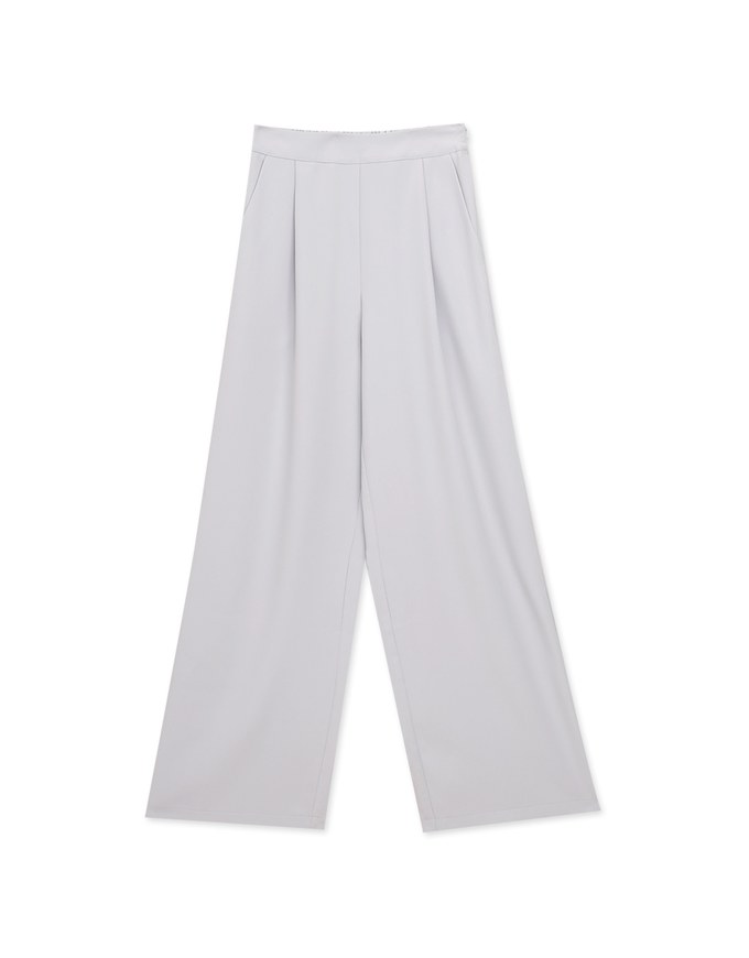 Classic Pleated Straight Leg High Waist Wide Trousers