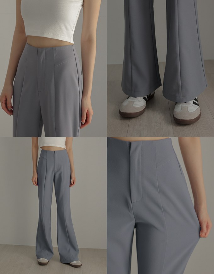 Regular Length High Waist Flared Trousers