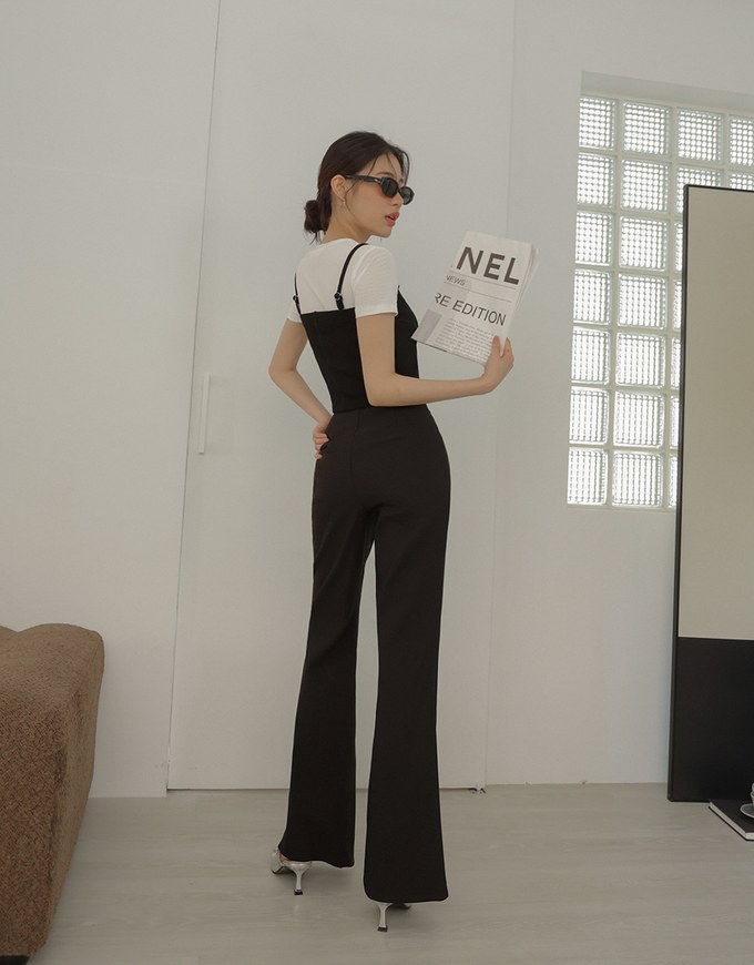 Extended Length High Waist Flared Trousers