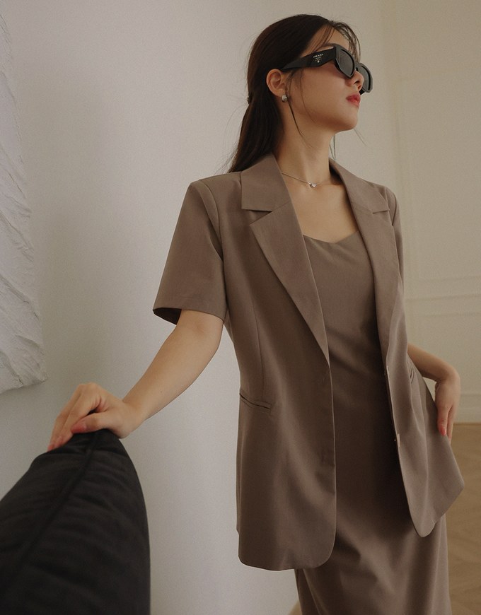 UV Skin Protection Open Collar Suit Jacket (with shoulder pads)