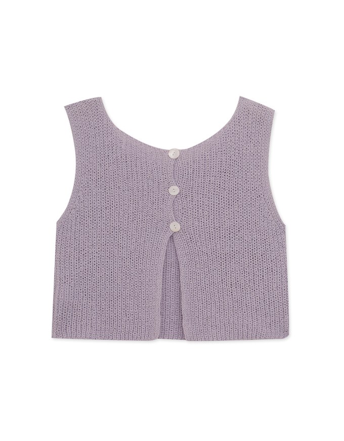 Round Neck Back Slit Knit Vest