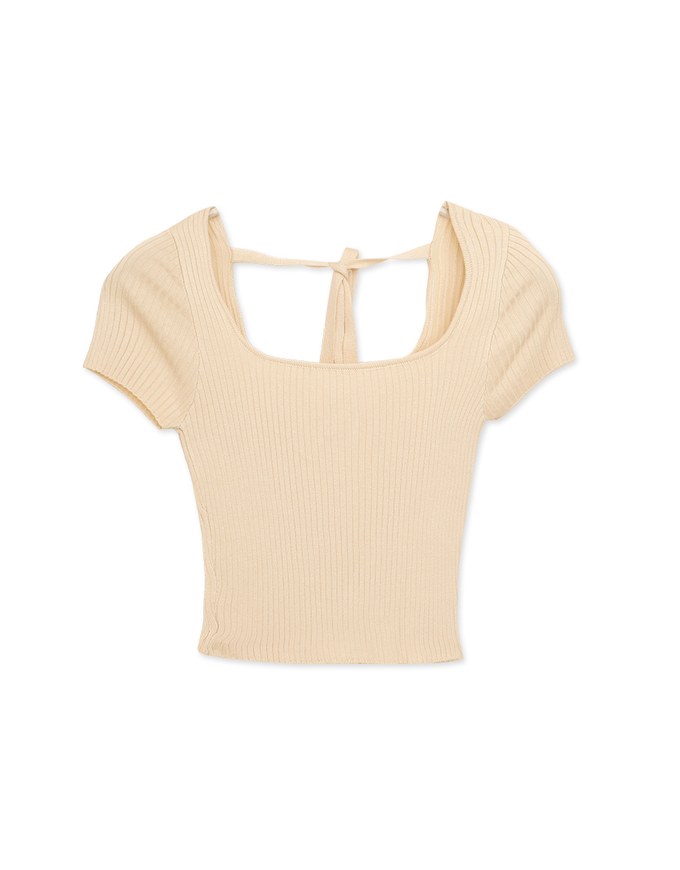 Low Back Cut Out Tie Knit Top