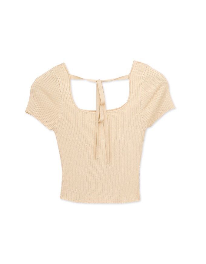 Low Back Cut Out Tie Knit Top