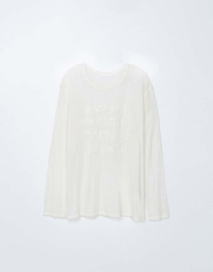 Sheer Letter Stitch Oversized Sweater Knit Top