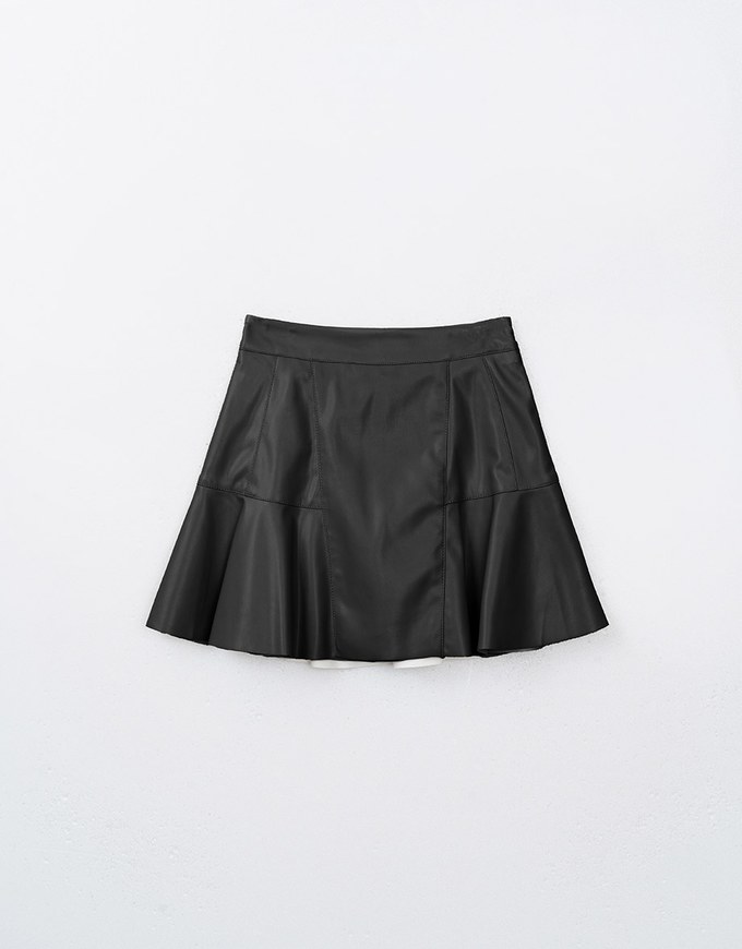 Faux Leather A line Mini Skirt