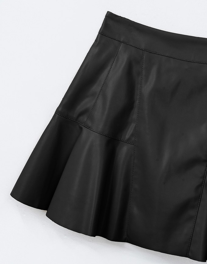 Faux Leather A line Mini Skirt