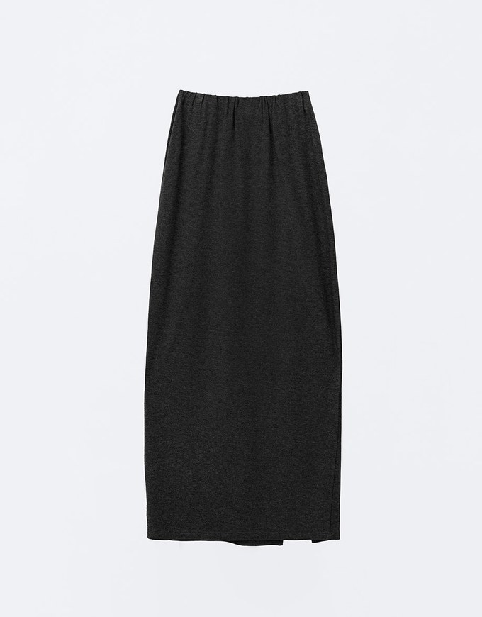 Solid Color Fleece Lined Side Slit Accent Maxi Skirt