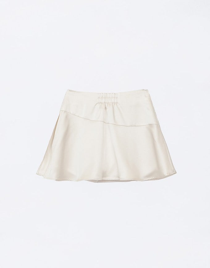 【HEYMAN Design】High Waist Silky Glow Satin A Line Mini Skirt