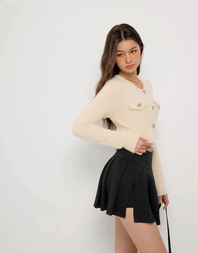 AIRY HOURGLASS Pleated A Line Mini Skirt